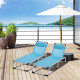 Outsunny 2 Pieces Foldable Outdoor Sun Lounger with Pillow, 5-Level Adjustable Reclining Lounge Chair, Aluminium Frame Camping B