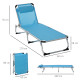 Outsunny 2 Pieces Foldable Outdoor Sun Lounger with Pillow, 5-Level Adjustable Reclining Lounge Chair, Aluminium Frame Camping B