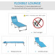 Outsunny 2 Pieces Foldable Outdoor Sun Lounger with Pillow, 5-Level Adjustable Reclining Lounge Chair, Aluminium Frame Camping B