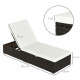 Outsunny PE Rattan Sun Lounger with Cushion, Outdoor Garden Sunbed Furniture with 5-Level Recliner Backrest, and Armrest, Set of