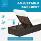 Outsunny PE Rattan Sun Lounger with Cushion, Outdoor Garden Sunbed Furniture with 5-Level Recliner Backrest, and Armrest, Set of