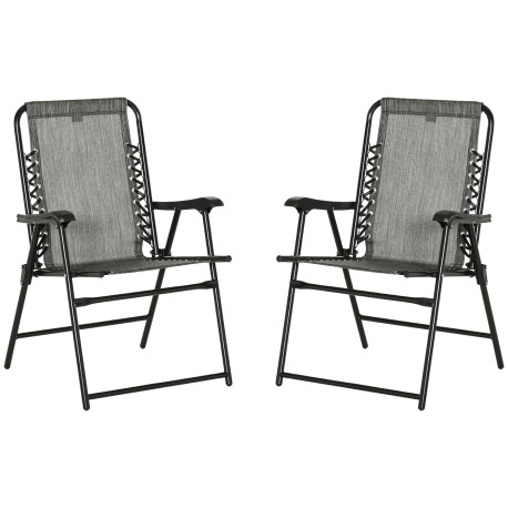 Outsunny 2 Pieces Foldable Chair Set, Outdoor Portable Loungers for Camping Pool Beach Deck, Lawn Chairs with Armrest Steel Fram