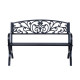 Outsunny 127L x 60W x 85H cm Powder Coated Garden Bench for Patio Backyard, Steel-Black