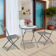 Outsunny 3 Pieces Rattan Bistro Set, Wicker Folding Garden Furniture Set with Glass Top Coffee Table and Chairs for Outdoor, Pat