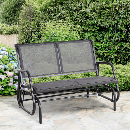 Outsunny 2-Person Outdoor Glider Bench Patio Double Swing Gliding Chair Loveseat w/Power Coated Steel Frame for Garden Patio Por