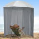 Outsunny 88&quot; Arc 2.2M Fishing Umbrella Beach Parasol with Sides Brolly Shelter Canopy Shade with FREE Carry Bag Off-White