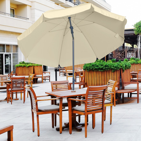 Outsunny 2.2m Beach Umbrella, Portable Parasol with Tilting Function, Outdoor Sunshade Shelter with 8 Ribs, Cream White