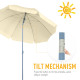 Outsunny 2.2m Beach Umbrella, Portable Parasol with Tilting Function, Outdoor Sunshade Shelter with 8 Ribs, Cream White