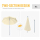 Outsunny 2.2m Beach Umbrella, Portable Parasol with Tilting Function, Outdoor Sunshade Shelter with 8 Ribs, Cream White