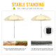 Outsunny 2.2m Beach Umbrella, Portable Parasol with Tilting Function, Outdoor Sunshade Shelter with 8 Ribs, Cream White