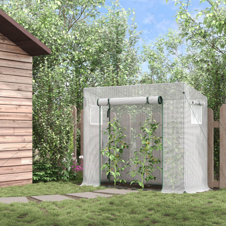 Outsunny Tomato Greenhouse Walk-in Garden Greenhouse with Pent Roof, Roll-up Door, Mesh Window for Plants Flowers Herbs Grow, 20