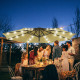 Outsunny 2.7m Patio Garden Umbrella Outdoor Parasol with Tilt Crank and 24 LEDs Lights (Brown)