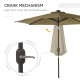Outsunny 2.7m Patio Garden Umbrella Outdoor Parasol with Tilt Crank and 24 LEDs Lights (Brown)