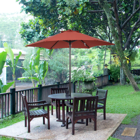 Outsunny 2m Garden Parasol Umbrella, Outdoor Sun Shade with 6 Sturdy Ribs for Balcony, Bench, Garden, Wine Red