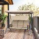 Outsunny 3 Seater Garden Swing Seat Outdoor Swing Chair with High Back Design, Steel Frame, Side Pouches, Adjustable Canopy, Bro