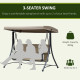 Outsunny 3 Seater Garden Swing Seat Outdoor Swing Chair with High Back Design, Steel Frame, Side Pouches, Adjustable Canopy, Bro
