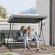 Outsunny 3 Seater Swing Chair, Garden Swing Bench with Canopy, Breathable Mesh Seat and Heavy Duty Steel Frame for Patio, Yard, 