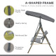 Outsunny 3 Seater Swing Chair, Garden Swing Bench with Canopy, Breathable Mesh Seat and Heavy Duty Steel Frame for Patio, Yard, 