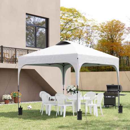 Outsunny 3 x 3(M) Pop Up Gazebo, UPF 50+ Foldable Canopy Tent with Wheeled Carrybag, 4 Leg Weight Bags, Height Adjustable Marque
