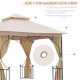 Outsunny 3 x 3(m) Garden Gazebo Patio Party Tent Shelter Outdoor Canopy Double Tier Sun Shade Metal Frame Netting, Beige