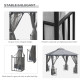 Outsunny 3 x 3(m) Garden Gazebo Patio Party Tent Shelter Outdoor Canopy Double Tier Sun Shade Metal Frame Netting, Light Grey