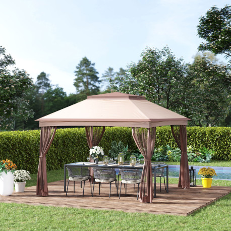 Outsunny 3 x 3(m) Pop Up Gazebo, Marquee Party Tent with Double Tier Roof, Netting and Carry Bag, Event Shelter for Outdoor Pati