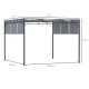 Outsunny 3 x 3(m) Steel Pergola Gazebo with Retractable Roof, Garden Gazebo Canopy Sun Shade Shelter for Outdoor, Deck, Patio, D