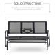 Outsunny 3-Seat Glider Rocking Chair for 3 People Garden Bench Patio Furniture Metal Frame, Black