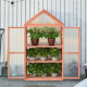 Outsunny Garden Cold Frame Polycarbonate Greenhouse with Adjustable Shelves, Double Doors, Openable Top Covers, Grow House for F
