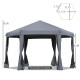 Outsunny 3.8m x 3.2m Pop Up Gazebo Hexagonal Canopy Tent Outdoor Sun Protection with 6 Mesh Sidewalls, Hand Bag, Grey