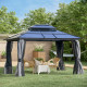 Outsunny Outdoor 3.6 x 3(m) Gazebo Cabana w/ Steel Frame &amp; Net Sidewalls for Privacy