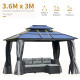 Outsunny Outdoor 3.6 x 3(m) Gazebo Cabana w/ Steel Frame &amp; Net Sidewalls for Privacy