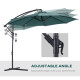 Outsunny 3(m) Banana Parasol Hanging Cantilever Umbrella with Crank Handle, 8 Ribs and Cross Base for Outdoor, Sun Shade, Dark G