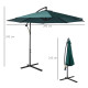 Outsunny 3(m) Banana Parasol Hanging Cantilever Umbrella with Crank Handle, 8 Ribs and Cross Base for Outdoor, Sun Shade, Dark G