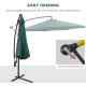 Outsunny 3(m) Banana Parasol Hanging Cantilever Umbrella with Crank Handle, 8 Ribs and Cross Base for Outdoor, Sun Shade, Dark G