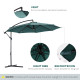 Outsunny 3(m) Banana Parasol Hanging Cantilever Umbrella with Crank Handle, 8 Ribs and Cross Base for Outdoor, Sun Shade, Dark G