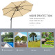Outsunny Round Umbrella Parasol W/ Tilt 360° Rotation and Hand Crank Cross Base-Beige