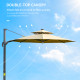 Outsunny 3m Cantilever Parasol w/ Solar Lights Power Bank Base 360° Spin Khaki