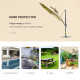 Outsunny 3m Cantilever Parasol w/ Solar Lights Power Bank Base 360° Spin Khaki