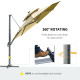 Outsunny 3m Cantilever Parasol w/ Solar Lights Power Bank Base 360° Spin Khaki