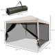 Outsunny 3 x 3(m) Pop Up Gazebo with 4 Mesh Sides and Carry Bag, Height Adjustable Party Canopy Tent, Portable Garden Outdoor