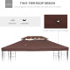 Outsunny 3x4m Gazebo Canopy Replacement Cover, 2 Tier Top Roof UV Cover Garden Patio Outdoor Sun Awning Shelters, Brown  (TOP CO