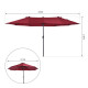 Outsunny 4.6m Double-Sided Patio Parasol Sun Umbrella-Wine Red