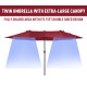 Outsunny 4.6m Double-Sided Patio Parasol Sun Umbrella-Wine Red