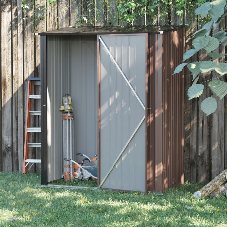 Outsunny 5.3 x 3.1ft Corrugated Steel Garden Shed - Brown