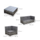 Outsunny 4 Pieces Rattan Garden Furniture Set, Wicker Outdoor Furniture with Corner Sofa Loveseat Coffee Table Cushions, Conserv