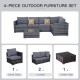 Outsunny 4 Pieces Rattan Garden Furniture Set, Wicker Outdoor Furniture with Corner Sofa Loveseat Coffee Table Cushions, Conserv