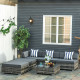 Outsunny 6 PC Rattan Sofa Coffee Table Set Sectional Wicker Weave Furniture for Garden Outdoor Conservatory w/ Pillow Cushion Gr