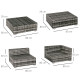 Outsunny 6 PC Rattan Sofa Coffee Table Set Sectional Wicker Weave Furniture for Garden Outdoor Conservatory w/ Pillow Cushion Gr