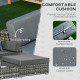 Outsunny 6 PC Rattan Sofa Coffee Table Set Sectional Wicker Weave Furniture for Garden Outdoor Conservatory w/ Pillow Cushion Gr